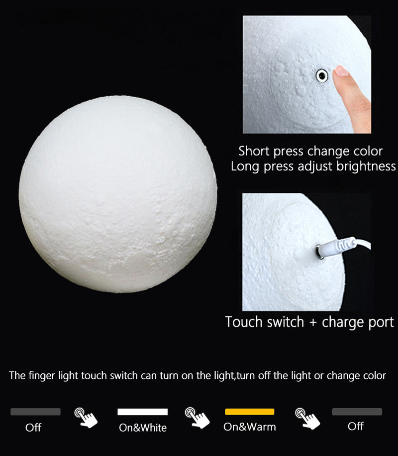 3D Moon Lamp - Lunar Night Light - LED Lamp with USB charging - Home & Garden - Lighting - Lamps - Laguna D&W | DAXION mall™