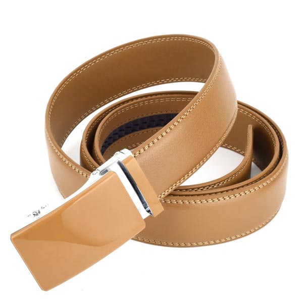 LARRY - Leather Ratchet Belt without holes for Men - Beige, 35 mm - Men's Fashion - Accessories - Belts - WOWTIGER® | DAXION mall™