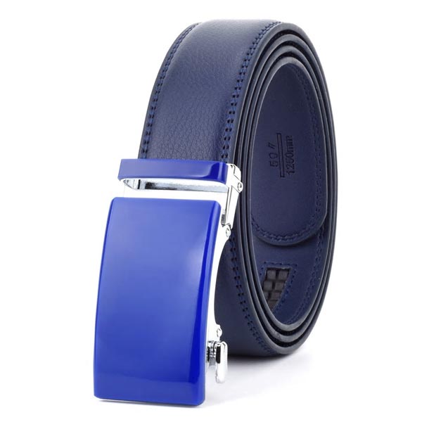 LARRY - Leather Ratchet Belt without holes for Men - Blue, 35 mm - Men's Fashion - Accessories - Belts - WOWTIGER® | DAXION mall™