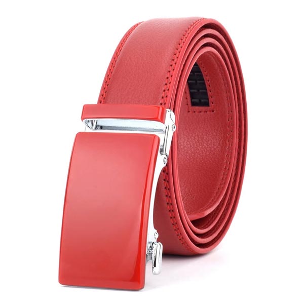 LARRY - Leather Ratchet Belt without holes for Men - Red, 35 mm - Men's Fashion - Accessories - Belts - WOWTIGER® | DAXION mall™