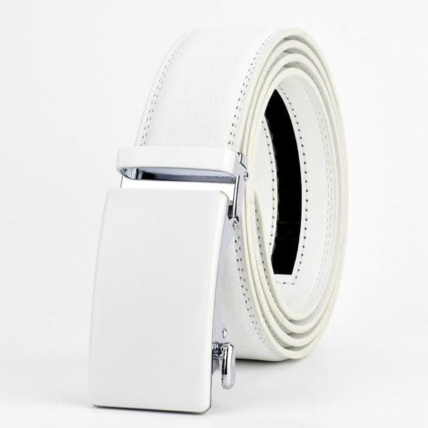 LARRY - Leather Ratchet Belt without holes for Men - White, 35mm - Men's Fashion - Accessories - Belts - WOWTIGER® | DAXION mall™