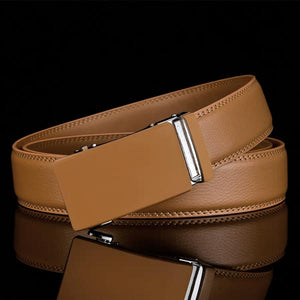 ARTHUR - Genuine Leather Ratchet Belt for Men - Automatic Buckle, No holes - Beige, 35 mm - Men's Fashion - Accessories - Belts - D by Alex™ | DAXION mall™