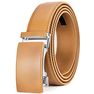 ARTHUR - Genuine Leather Ratchet Belt for Men - Automatic Buckle, No holes - Beige, 35 mm - Men's Fashion - Accessories - Belts - D by Alex™ | DAXION mall™