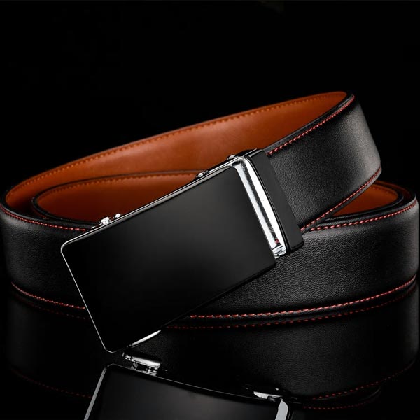 ARTHUR - Genuine Leather Ratchet Belt for Men - Automatic Buckle, No holes - Black/Brown, 35 mm - Men's Fashion - Accessories - Belts - D by Alex™ | DAXION mall™