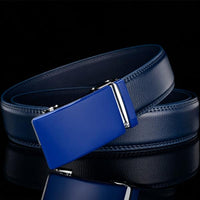 ARTHUR - Genuine Leather Ratchet Belt for Men - Automatic Buckle, No holes - Blue, 35 mm - Men's Fashion - Accessories - Belts - D by Alex™ | DAXION mall™