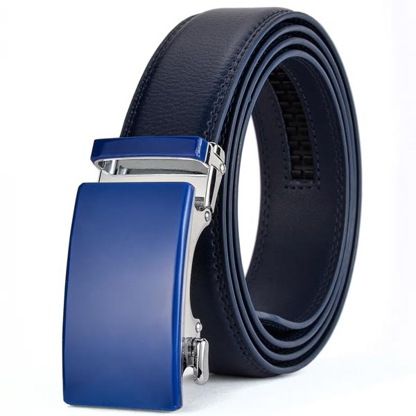 ARTHUR - Genuine Leather Ratchet Belt for Men - Automatic Buckle, No holes - Blue, 35 mm - Men's Fashion - Accessories - Belts - D by Alex™ | DAXION mall™