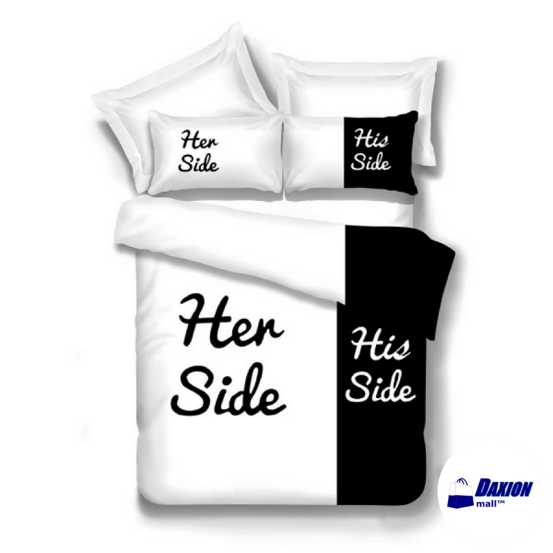 Her Side His Side 4 pcs Bedding Set with Duvet Cover in Black White Lover Couple - Home & Garden - Bedroom - Bedding - Sleeping - Laguna D&W | DAXION mall™