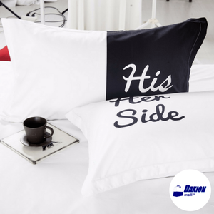 Her Side His Side 4 pcs Bedding Set with Duvet Cover in Black White Lover Couple - Home & Garden - Bedroom - Bedding - Sleeping - Laguna D&W | DAXION mall™