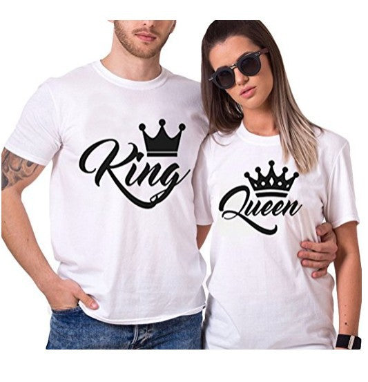 KING & QUEEN - Lovers Couples T-Shirts - [2 colors Black/White] - Fashion - Clothes - Tops - Laguna D&W | DAXION mall™