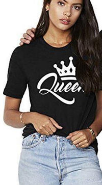 KING & QUEEN - Lovers Couples T-Shirts - [2 colors Black/White] - Fashion - Clothes - Tops - Laguna D&W | DAXION mall™