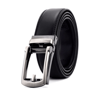 MELVIN - Genuine Leather Ratchet Belt for Men - Automatic Buckle, No holes - Black, 35 mm