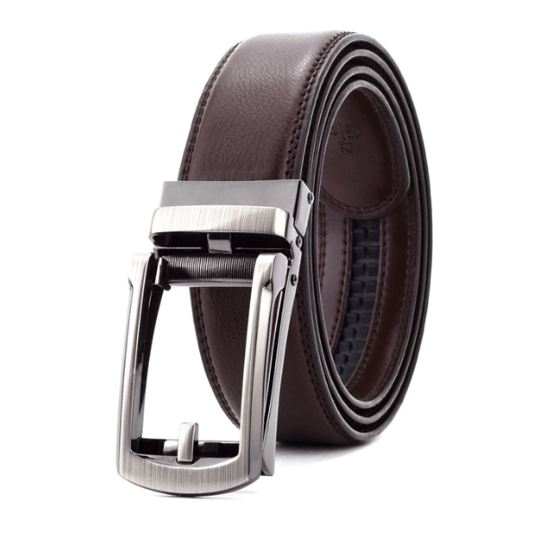 MELVIN - Genuine Leather Ratchet Belt for Men - Automatic Buckle, No holes - Coffee, 35 mm