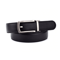 MELVIN - Genuine Leather Ratchet Belt for Men - Automatic Buckle, No holes - Khaki, 35 mm