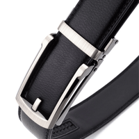 MELVIN - Genuine Leather Ratchet Belt for Men - Automatic Buckle, No holes - White, 35 mm
