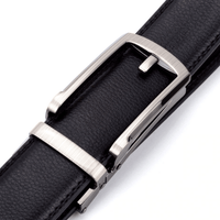 MELVIN - Genuine Leather Ratchet Belt for Men - Automatic Buckle, No holes - Khaki, 35 mm