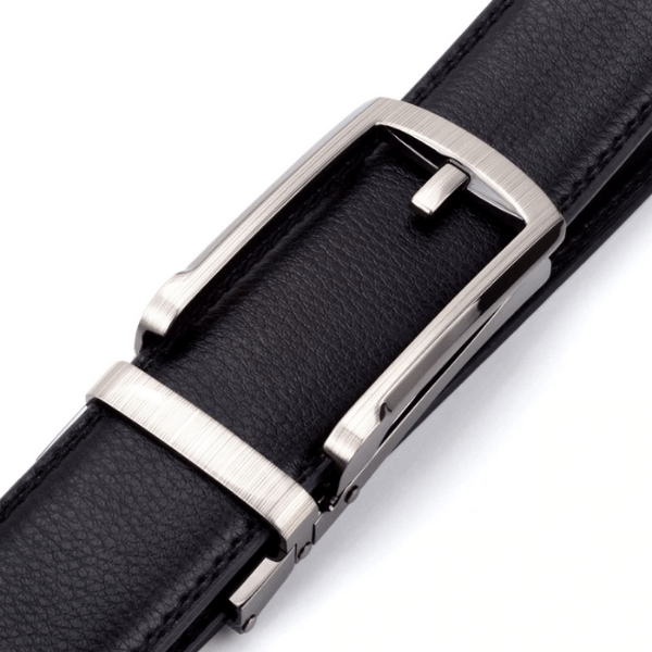 MELVIN - Genuine Leather Ratchet Belt for Men - Automatic Buckle, No holes - White, 35 mm